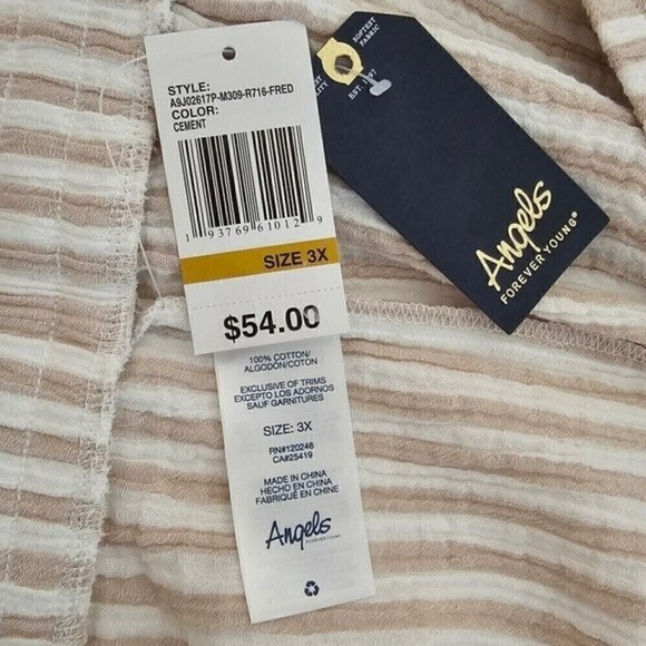 New! Angels Gauzy Cotton High Waist Stripes Pull On Shorts - Picture 9 of 9